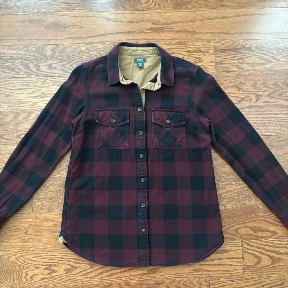 Classic Roots Burgundy/ Red/ Maroon Park Plaid Flannel Shirt 100% cotton